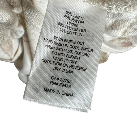 HOUSE OF HARLOW 1960 Tan Brown Cream Linen Tiered Midi Dress Floral Women's S - Picture 6 of 8